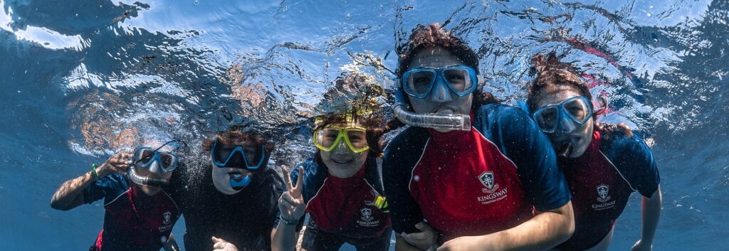 Kingsway students snorkelling at camp